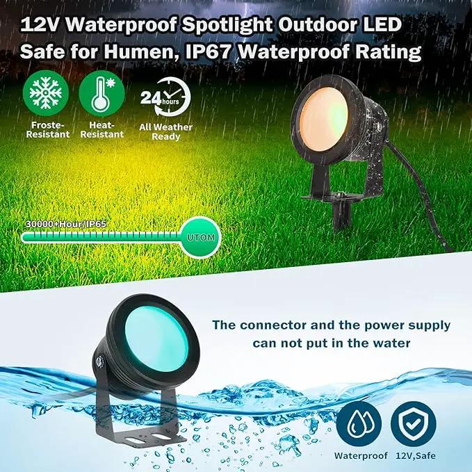 Smart Outdoor Lights,15w Halloween Lights with US Plug,12V APP Control Spotlight with Waterproof,Dimmable Spot Lights with Timer（NO Remote） by GreenHaven Gardens