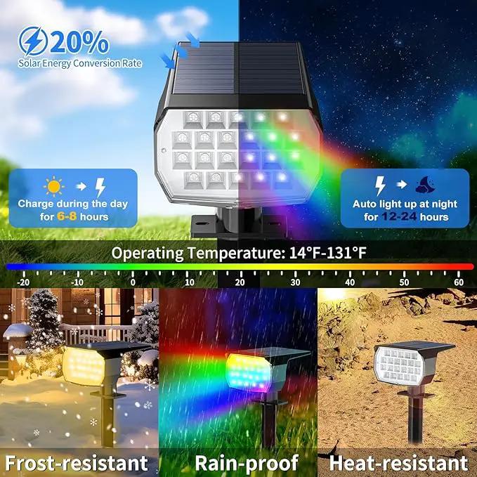 Solar Spot Lights Outdoor Color Changing, [7 Mode/6 Pack] Christmas Landscape Spotlights, Solar Lights Outdoor Waterproof, Solar Led Powered Flood Light for Outside Pathway Yard Garden Walkway by GreenHaven Gardens