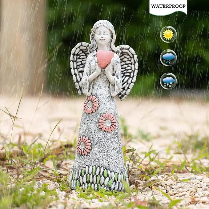 Solar Angel Garden Statue,Garden Angel Figurines,Solar Garden Sculpture with Resin Angel Decor for Patio Lawn Yard Porch Decorations,Housewarming Garden Gift,10.03inch by GreenHaven Gardens