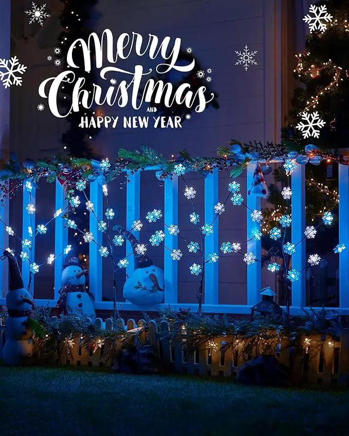 Brightown Snowflake Pathway Lights, 4 Packs Christmas Yard Lights, Small Christmas Tree with Lights, Christmas Lights Outdoor Yard Decorations, Blue and White by GreenHaven Gardens