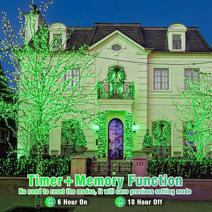 200 LED Green String Lights, 66ft Green Lights Outdoor for St Patricks Day Decorations Clear Wire 8 Modes Waterproof Plug in Twinkle Fairy Light for Indoor Christmas Tree Room Party Decor by GreenHaven Gardens