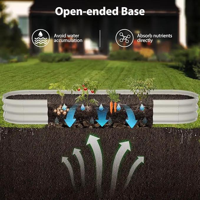 Raised Garden Bed Kit, 8x2x1 ft Galvanized Planter Box Outdoor, Oval Large Metal Raised Beds for Gardening Vegetables Flower Herb (Pearl White) by GreenHaven Gardens