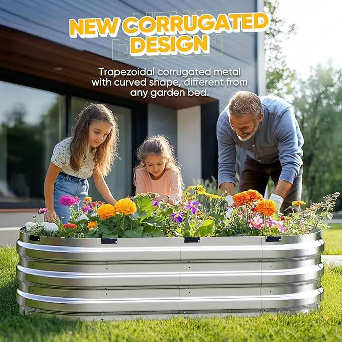 KING BIRD Raised Garden Bed Kit 2025 Upgraded 10-Minute Assembly Galvanized Planter Garden Box Outdoor for Gardening, Vegetables, Flowers, 47x24x12 in, Silver 2PCS by GreenHaven Gardens