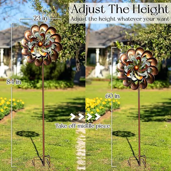 Wind Spinner Outdoor Garden Decor, Wind Spinners for Yard and Garden, 84 inch Copper Wind Sculptures & Spinners for Yard Decorations - Larger Spinners by GreenHaven Gardens
