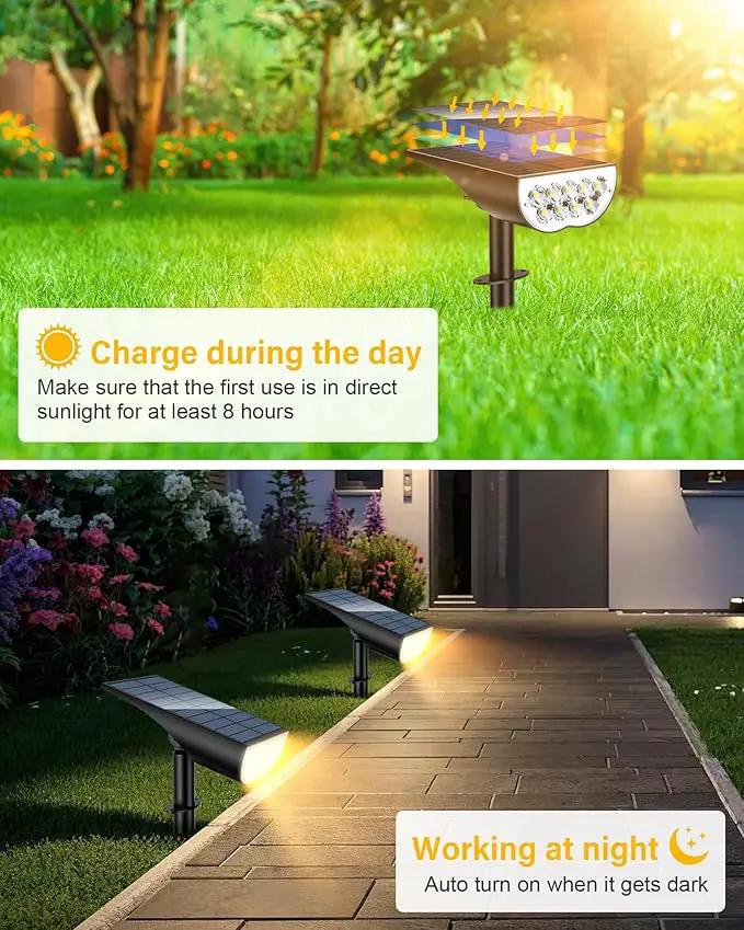 BAXIA TECHNOLOGY Solar Spotlights Outdoor Waterproof, 3 Lighting Modes Spot Lights Outdoor Solar Lights for Yard Pathway Driveway Landscape, Warm White, 4 Pack by GreenHaven Gardens