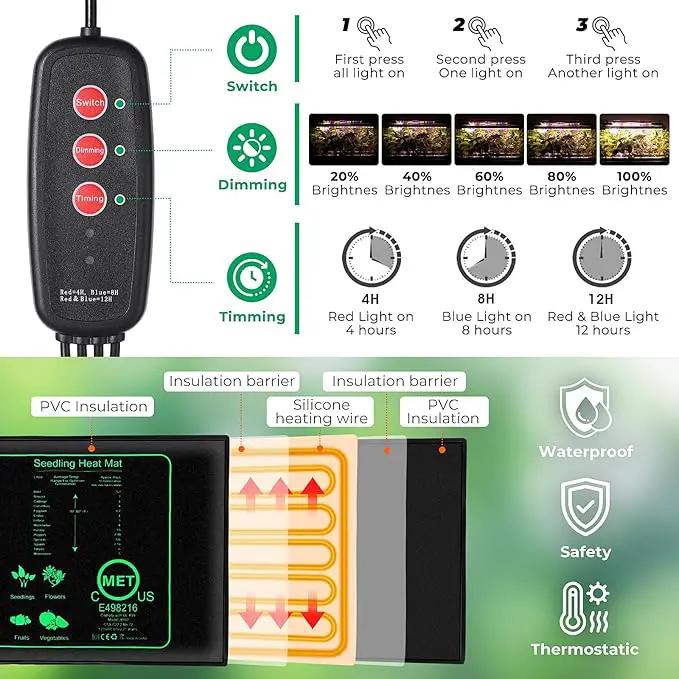 Seed Starter Tray, Seed Starter Kit with Grow Lights and Heat Mat, 96-Cell Seed Growing Tray, Seed Starting Trays Plant Starter Kit and Base, Indoor Gardening Plant Germination Trays (2) by GreenHaven Gardens
