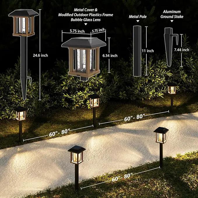 XMCOSY+ Solar Lights Outdoor Waterproof IP65, 25 LM Garden Light for Yard Pathway, Dual-Tone LED Lights with Seed Glass Metal, Solar Powered Landscape Walkway Pathway Decor Lighting (Warm White) by GreenHaven Gardens
