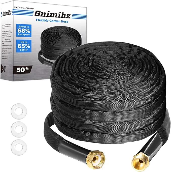 3/4" Garden Hose 50ft, Made of TPE(BetterThan PVC), Ultra-Light & Flexible Water Hose with Solid Brass Fittings, Non-Shrinking, Easy to Storage, Drinking Water Safe Material, All-weather by GreenHaven Gardens