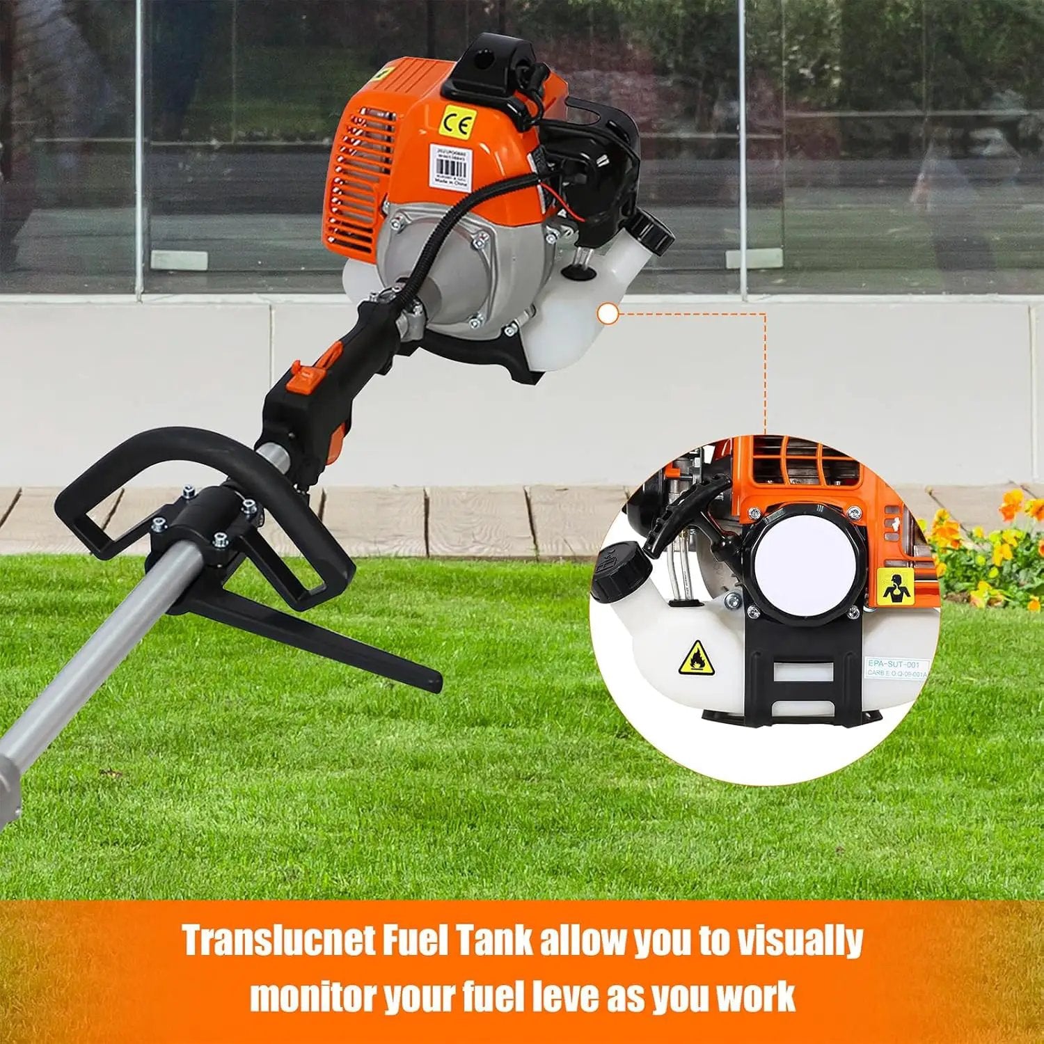 52cc Gas Trimmer Weed Eater, 6 in 1 String Trimmer, Wheeled Edger, Hedge Trimmer and Brush Cutter Blade for Quick Weed Grass Cleaning Crop Seed Soil Protection Tools by GreenHaven Gardens