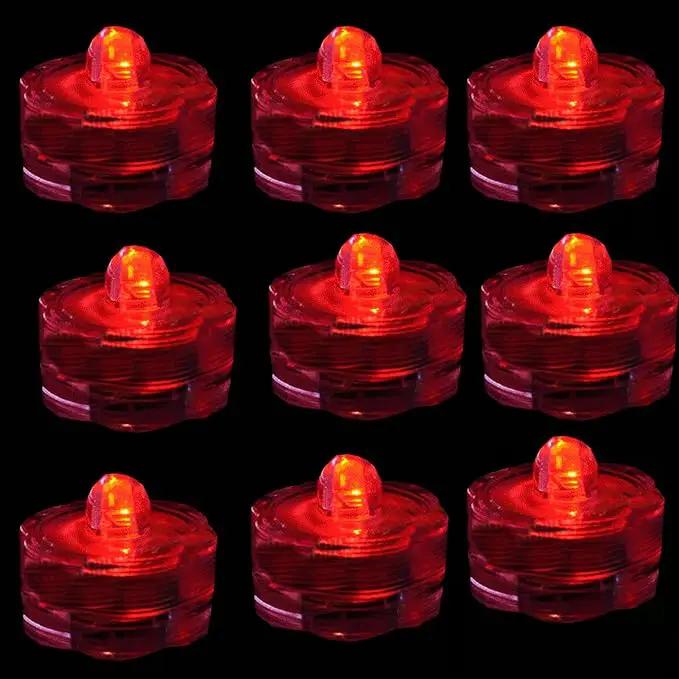 Bright LED Floral Tea Light Submersible Lights for Party Wedding (Red, 20 Pack) by GreenHaven Gardens