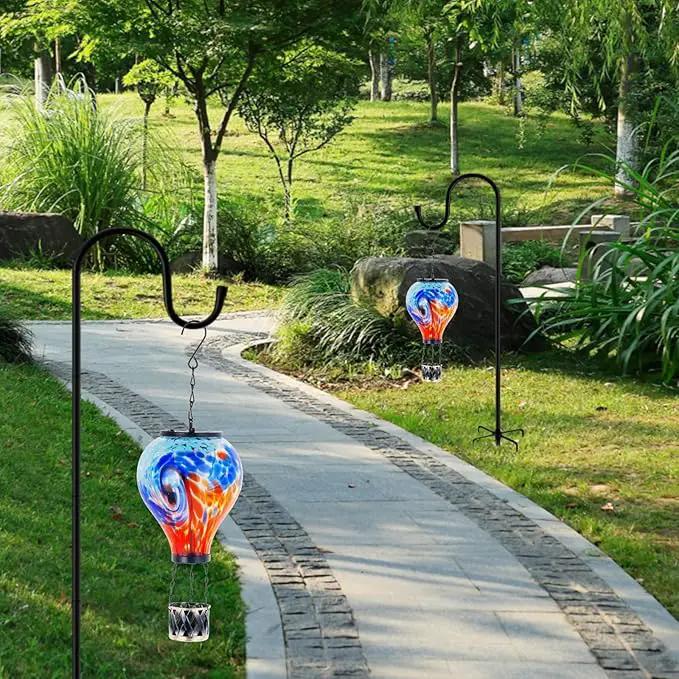 Starsoul 2 PC Hot Air Balloon Solar Lantern with Flame Glass Outdoor Hanging Hot Air Balloon Solar Light Waterproof Garden Patio Yard Party Decorations by GreenHaven Gardens