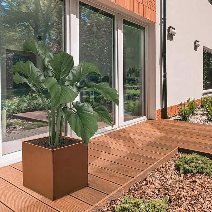 Corten Steel Planter Box Outdoor Planter Metal Square Large Steel Flower Pot Rustic Cube Patina Tall Plant 20 Inch Durable Antique for Commercial Residential Patio Deck Yard Garden by GreenHaven Gardens