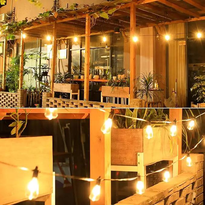 100FT Outdoor String Lights, LED Patio Lights with 50+3 ST38 Vintage Edison Shatterproof Bulbs, IP65 Weatherproof Outside Hanging Lights for Backyard Bistro Cafe Garden(50FTx2) by GreenHaven Gardens