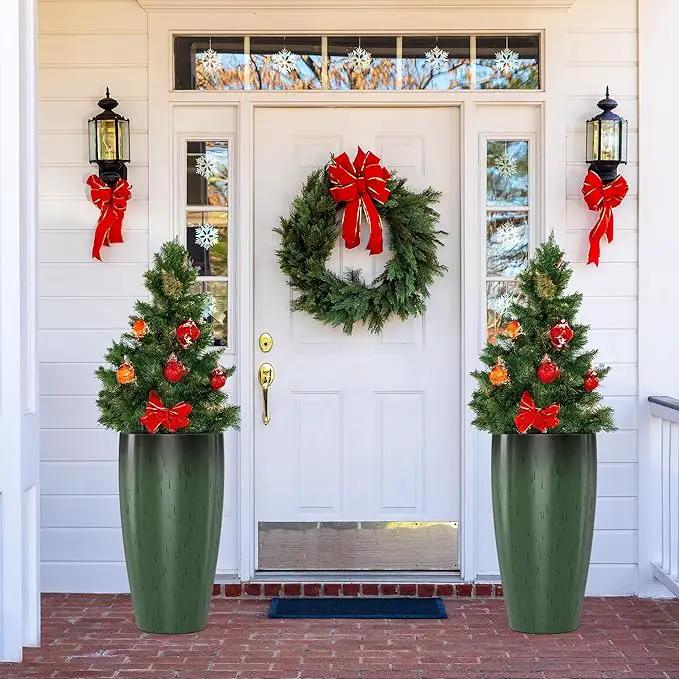 QCQHDU 24 inch Tall Planter for Indoor & Outdoor Plants, 2 Pack Sturdy Plant Flower Pots Modern Decor for Front Porch Patio Deck Living Room by GreenHaven Gardens