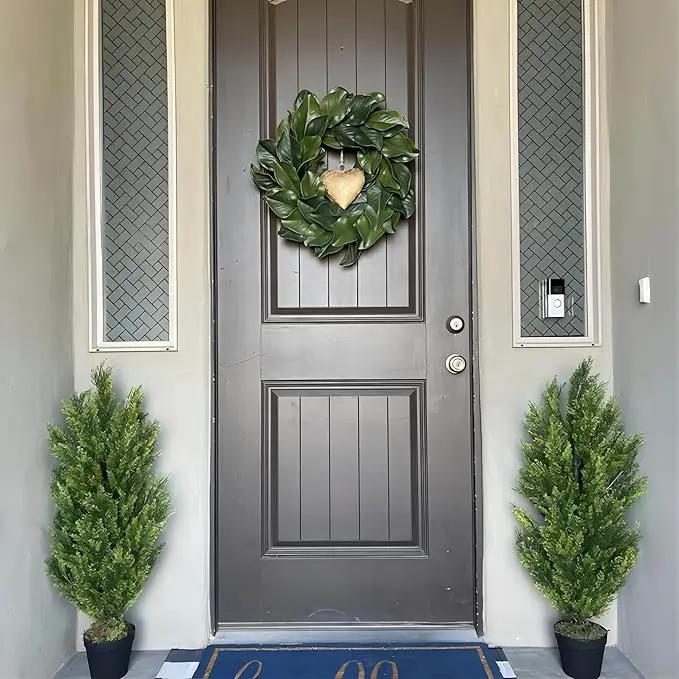 THE BLOOM TIMES 3ft Topiary Trees Artificial Outdoor 2 Pack – UV Resistant Faux Cedar Pine Cypress Bushes and Shrubs, Fake Potted Plants for Front Porch Outside Planter Patio Decor, Set of 2 (3 Foot) by GreenHaven Gardens