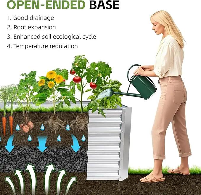 4x2x2ft Raised Garden Bed - Galvanized Deep Root Planter Boxes Outdoor with Wing Nuts and Safety Edges for Gardening Vegetables, Flowers, Herbs, Succulents - Silver by GreenHaven Gardens