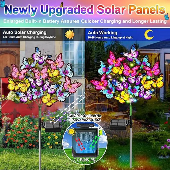 Solar Garden Lights Solar Lights Outdoor Waterproof Solar Lights 4 Pack with New Upgraded 144 LED 68 Butterflys Outdoor Solar Lights for Yard Outside Garden Pathway Decor Gifts for Women by GreenHaven Gardens