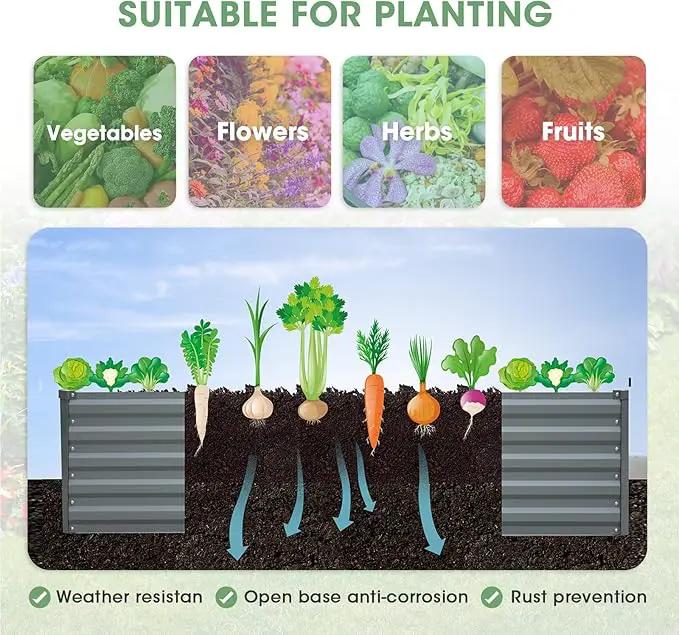 Raised Garden Bed 6x3x1.5FT - Galvanized Steel Planter for Outdoor Vegetables, Flowers, and Herbs - Tall Deep Root Box Kit with Gloves and 2 Compost Bags - Stylish Gray Design by GreenHaven Gardens