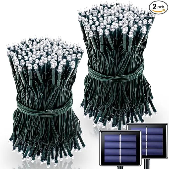2 Pack Total 400 LED White Solar Christmas Lights, 75.5 Ft 8 Modes Solar String Lights Outdoor Waterproof, Solar Lights for Christmas Wedding Decor Tree Party Patio Decorations by GreenHaven Gardens