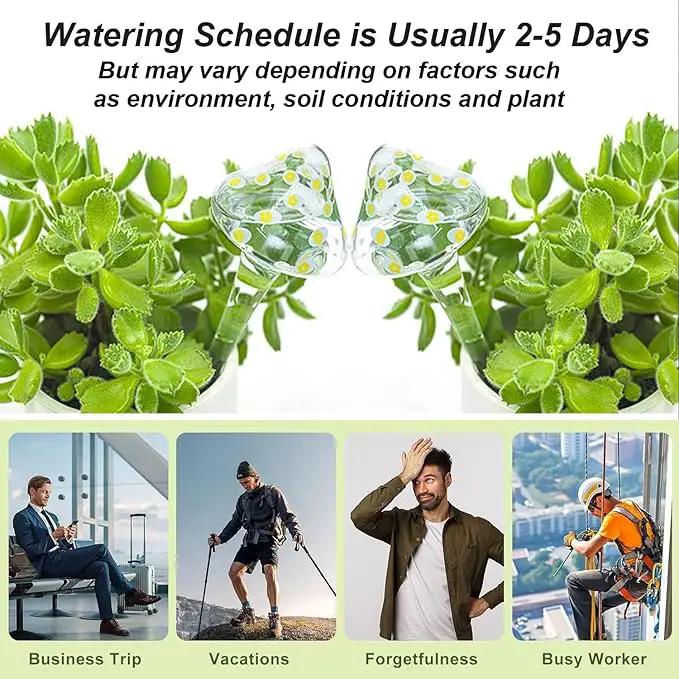 Plant Watering Globes, Hand-Blown Mushroom-Shaped Self Watering Globes, Suitable for Indoor&Outdoor Plant Watering Devices (4 Pcs) by GreenHaven Gardens