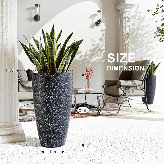 QCQHDU 21 inch Tall Planters for Indoor & Outdoor Plants, 2 Pack Sturdy Plant-Flower-Tree Pots for Front Porch Patio Deck Living Room Decor by GreenHaven Gardens