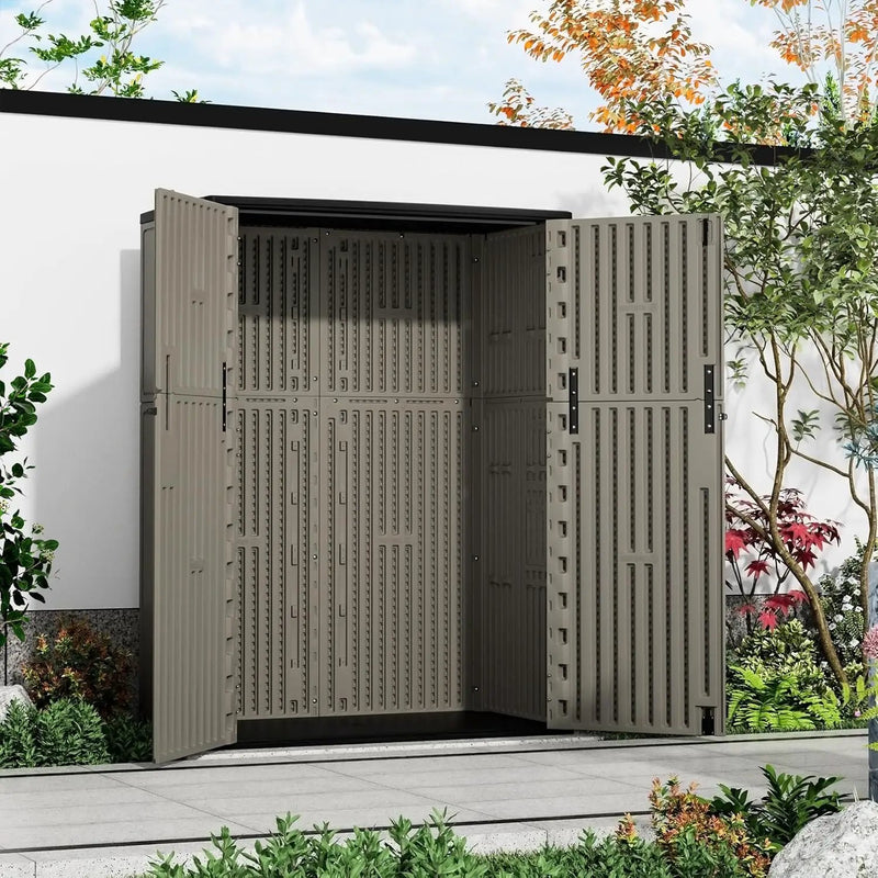 HOMSPARK 47 Cu.Ft Outdoor Storage Shed Weather Resistant, Multi Functional | Double-Wall Resin Storage Sheds & Outdoor Storage Box Waterproof for Backyard Garden Patio Lawn (Brown) by GreenHaven Gardens