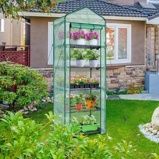 Mini Greenhouse for Indoor Outdoor: Ohuhu Small Plastic Plant Green House 5-Tier Rack Stand Portable Greenhouses with Durable PE Cover for Seedling, Ideal Gardening Gifts for Women Men by GreenHaven Gardens