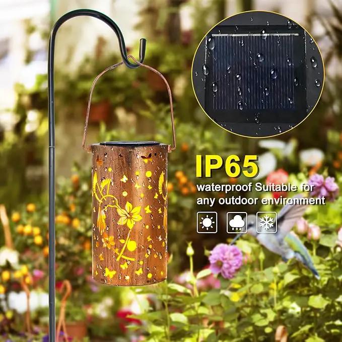 4 Packs Solar Lanterns Outdoor Hanging Lantern Lights, 4 Hummingbird Hollowed-Out Metal Decor Lantern, Waterproof LED Decorative Garden Light Gifts by GreenHaven Gardens