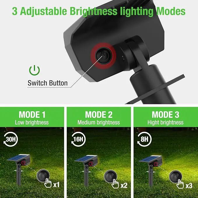 Solar Spot Lights Outdoor Motion Sensor with 3 Modes, [ 2 Pack ] Solar Spotlights Outdoor Waterproof 2-in-1 Auto On/Off Solar Landscape Lighting for Outside Yard Wall Garden Pathway, Warm White by GreenHaven Gardens