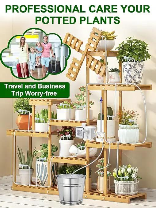 Automatic Watering System with Adjustable Drippers, Indoor Automatic Plant Waterer, Automatic Drip Irrigation Kit with Customize Schedule Water Timer for Balcony, Indoor Vacation Plant Watering by GreenHaven Gardens