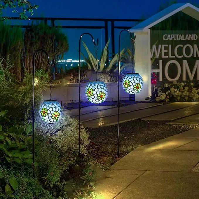 VCUTEKA Solar Lanterns Outdoor Waterproof - Hanging Solar Lights Garden LED Lanterns Mosaic Glass Design for Landscape Patio Yard Garden Pathway Decoration by GreenHaven Gardens