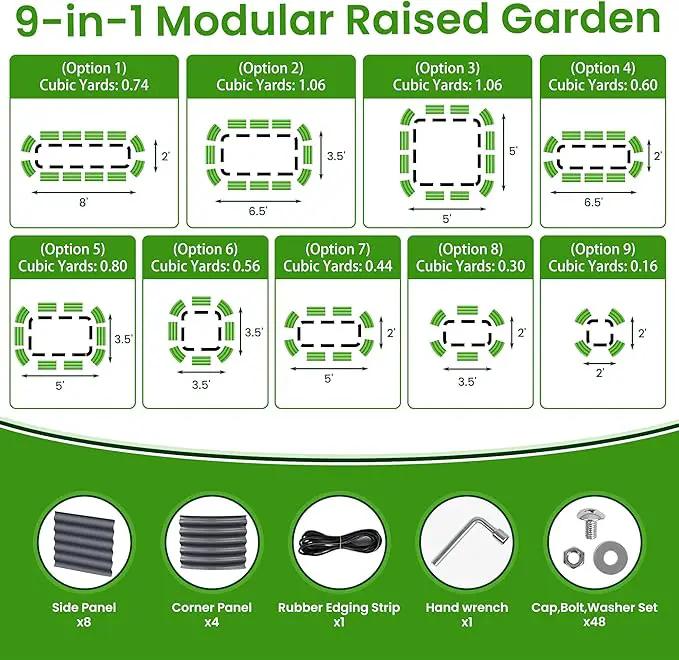 17" Tall Raised Garden Beds Outdoor - Galvanized Aluminum-Magnesium Stainless Steel Durable Metal Planter Box for Growing Plants, Vegetables, Flowers, Fruits(Deep Grey) by GreenHaven Gardens