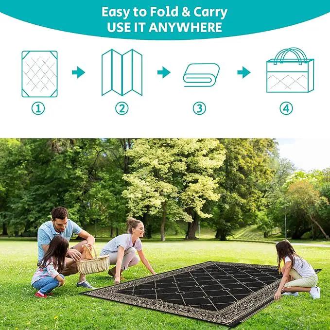 HEBE Outdoor Rug Waterproof 8x10, Reversible Plastic Straw Rug RV Camping Rug, Indoor Outdoor Patio Mat Clearance, Outside Carpet for Porch,Deck,Camper,Balcony,Backyard,Picnic by GreenHaven Gardens