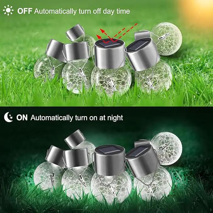Solar Lights Outdoor Hanging Decorative Globe 24 Pack, Waterproof Solar Lantern with Handle and Clip, Solar Powered Glass Ball Lights for Garden Yard Fence Tree Umbrella Holiday Décor, Cold White by GreenHaven Gardens
