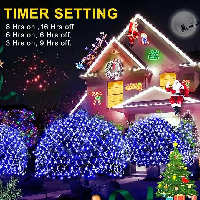 KNONEW Christmas Net Lights 360 LEDs 13ft x 9.8ft Outdoor Mesh Lights Connectable Waterproof 8 Modes & Timer Plug-in Net Fairy Lights for Bushes Garden Party Wedding Holiday,Blue by GreenHaven Gardens