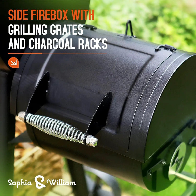 Sophia & William Charcoal Grill with Offset Smoker, 512 Square Inches Outdoor BBQ Grill Offset Charcoal Smoker for Patio, Garden, Picnics, Camping, Backyard Cooking, Black by GreenHaven Gardens