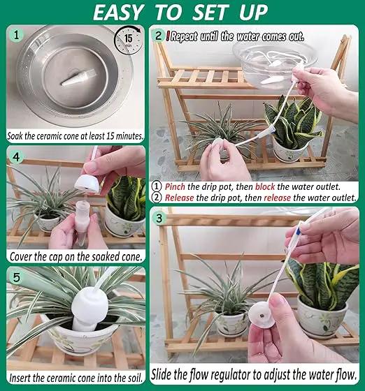 Self Watering Planter Insert, New Plant Watering Devices with Flow Regulator, Upgrade Self Watering Spikes with Controller, Vacation Drip Irrigation System Protect Your Plants (2 PCS) by GreenHaven Gardens