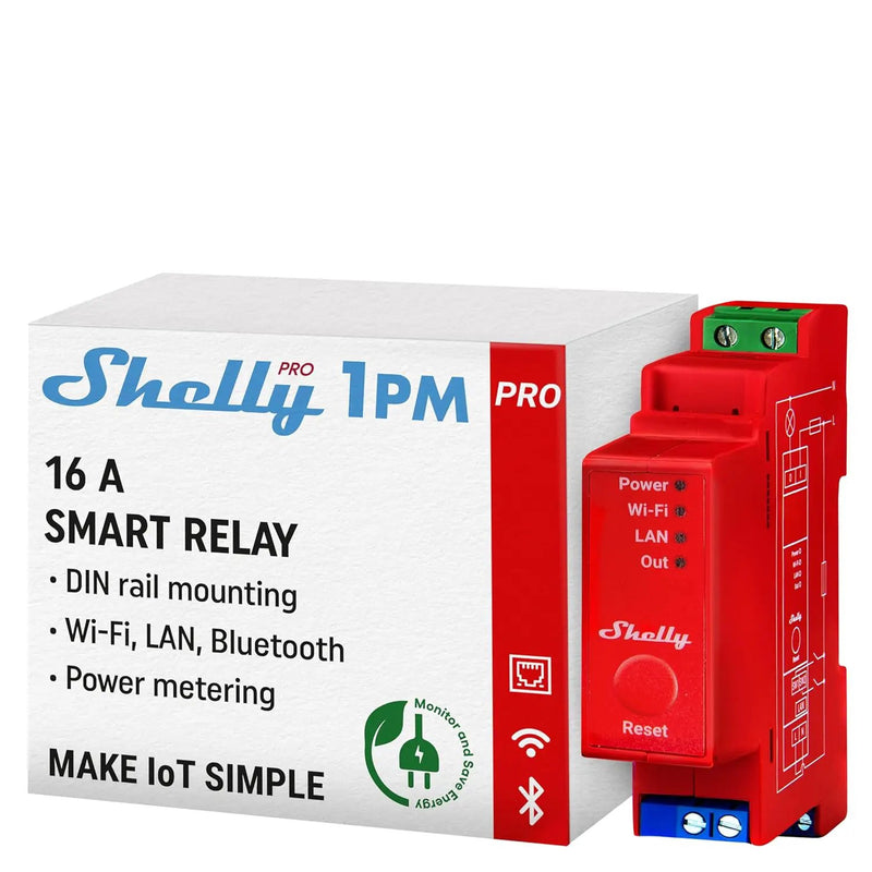 Shelly Pro 1PM | Wi-Fi & LAN, 1-Channel Smart Relay Switch with Power Metering | Home & Facility Automation | Compatible with Alexa & Google | iOS Android App | Remote Appliances Control by GreenHaven Gardens