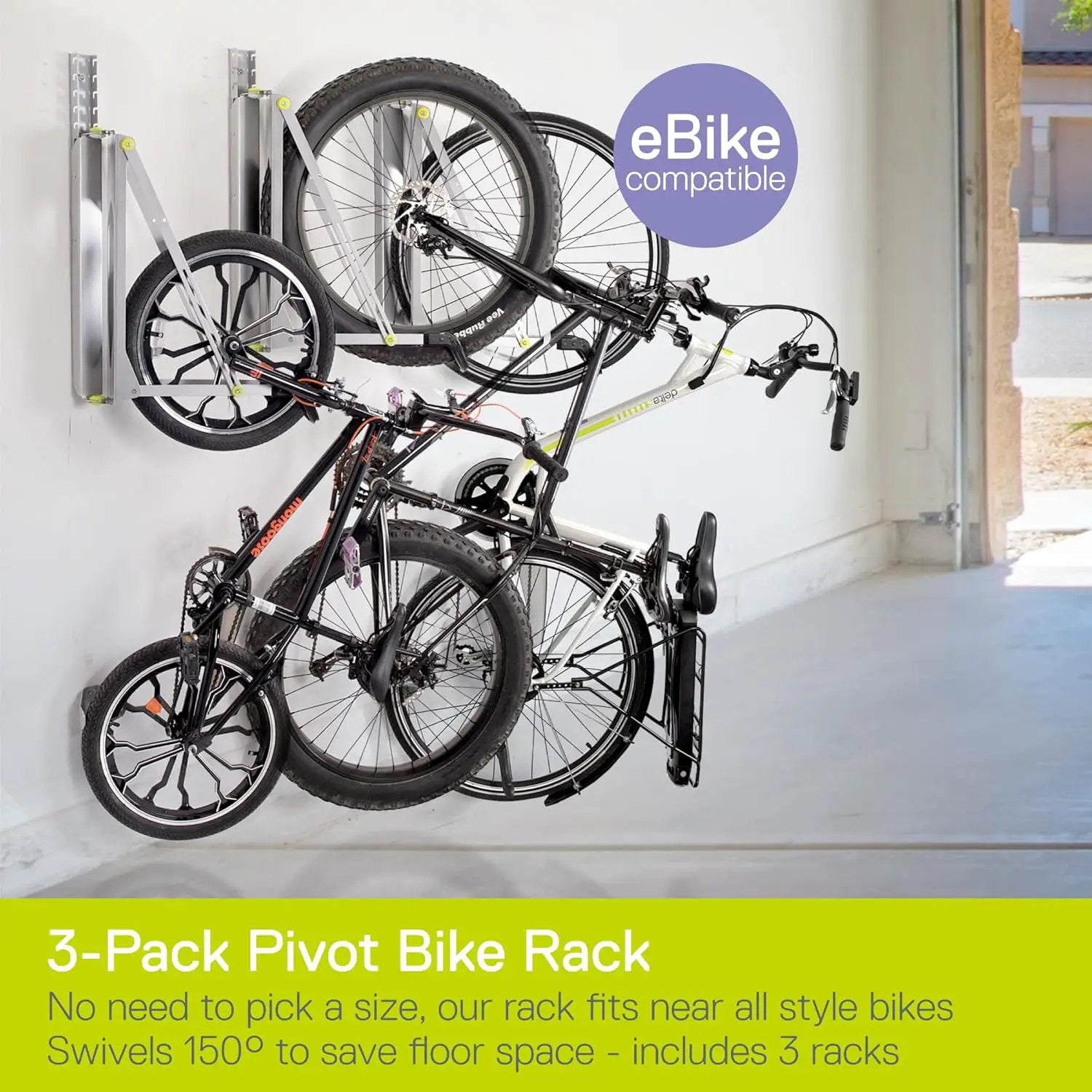 Pivot Bike Storage Rack by Delta Cycle - Bike Rack Garage Wall Mount Swivels to Save Space - No Lifting Required Vertical Bike Rack - Indoor Bike Storage Wall Hanger Holds Up to 100 lbs by GreenHaven Gardens