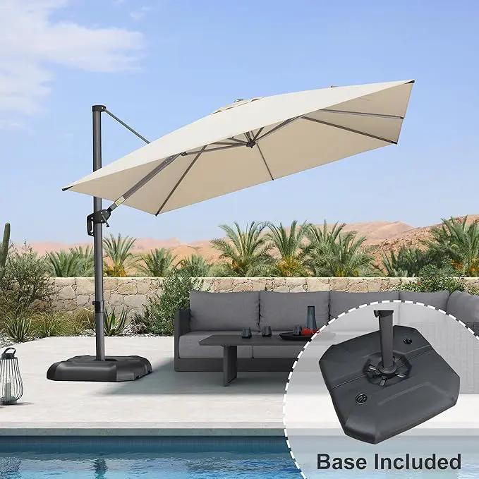 PURPLE LEAF 10 Feet Patio Umbrella with Base Outdoor Cantilever Square Umbrella Aluminum Offset Umbrella with 360-degree Rotation for Garden Deck Pool Patio, Beige by GreenHaven Gardens