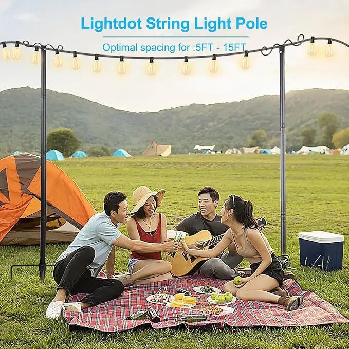Lightdot Outdoor String Light Poles, 9FT Metal Patio Light Poles Post for Outside with Fork for Outside Hanging Backyard Garden, Deck Lighting Stand for Parties, Wedding, Halloween Decor -6Pack by GreenHaven Gardens
