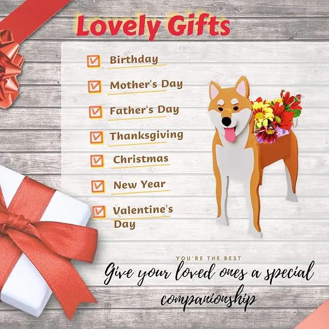 Shiba Inu Dog Planter Plant Pots,Cute Garden Dog Flower Planter,Dog Planters Birthday Gifts for Women,Office,Indoor/Outdoor Decor（9.45 * 5.71 * 12.13in） by GreenHaven Gardens