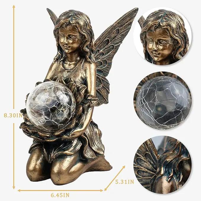 Garden Statues Outdoor Flower Fairy Decor,Solar Powered Outdoor Resin Statues-Patio Lawn Yard Porch, Funny Garden Fairies Ornaments Figurines for Outside Garden Gifts,8.31 Inches Tall by GreenHaven Gardens