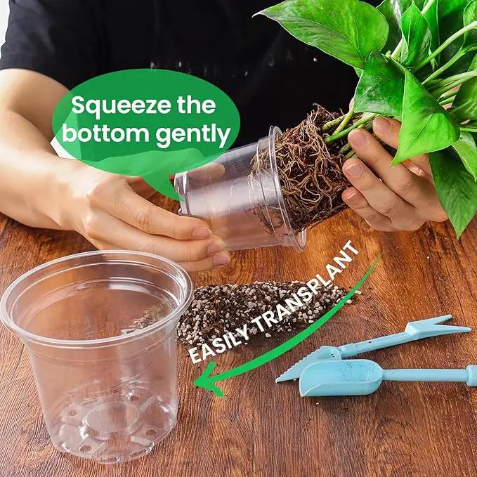 30 Packs 6.7/5/4 Inch Reinforced Clear Nursery Pots with Drainage Hole, Transparent Variety Pack Plastic Plant Pot Seedling Planter Seed Starter Flower by GreenHaven Gardens