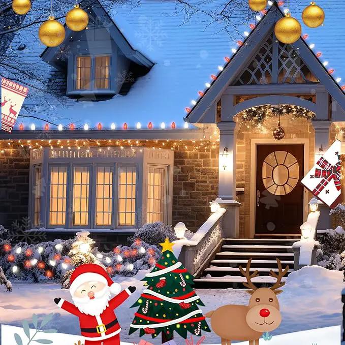 25ft C9 Red and White Christmas Lights,Waterproof C9 Christmas String Lights With 26 Red White bulbs,Commercial Christmas Lights Outdoor for Garden House Xmas Garland Christmas Tree Decorations by GreenHaven Gardens