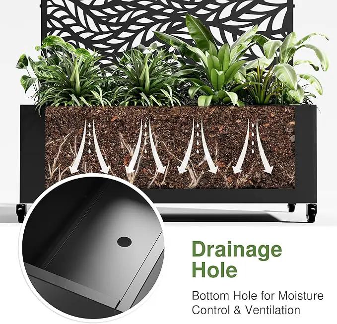 Casaphoria Metal Raised Garden Bed with Trellis and Wheels, 72"x35"x16" Planter Box for Climbing Plants, Vegetables & Vines, Features Drainage Holes and Privacy Screen (Black-Spring) by GreenHaven Gardens
