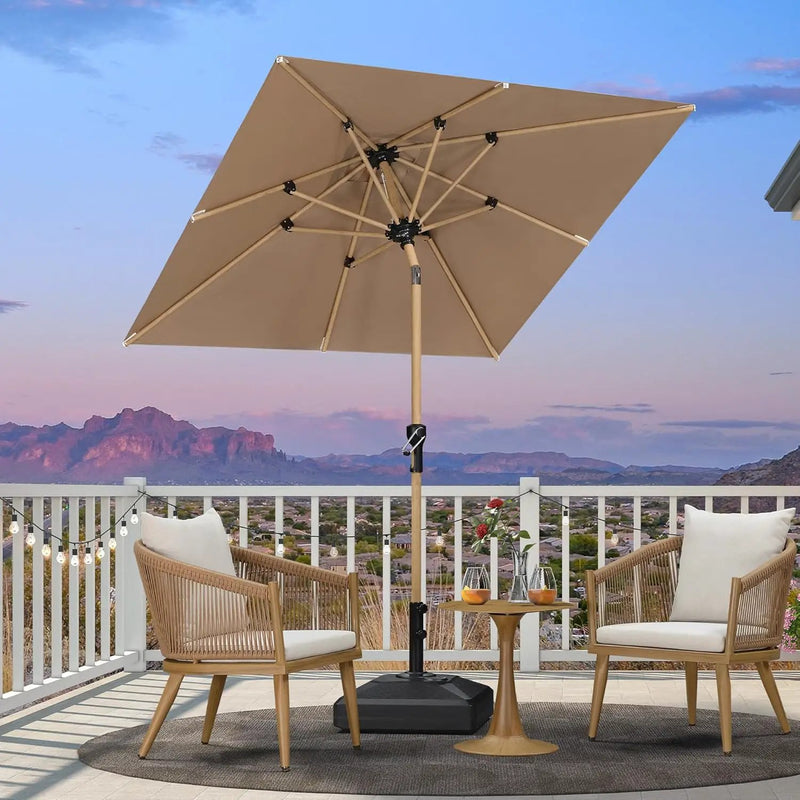 PURPLE LEAF 6' x 6' Market Umbrella Outdoor Table Umbrella Aluminum Patio Umbrella with Push Button Tilt & 8 Sturdy Ribs and Crank Outdoor Umbrellas for Deck Backyard Beach, Taupe by GreenHaven Gardens