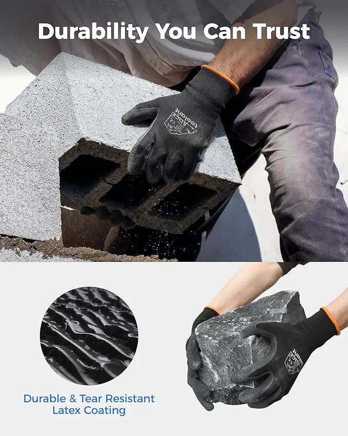 toolant Crinkle Latex Work Gloves Bulk, Rubber Coated Safety Work Gloves for Men and Women, 12 Pairs for Construction, Gardening, Warehouse (Gray, XXL) by GreenHaven Gardens