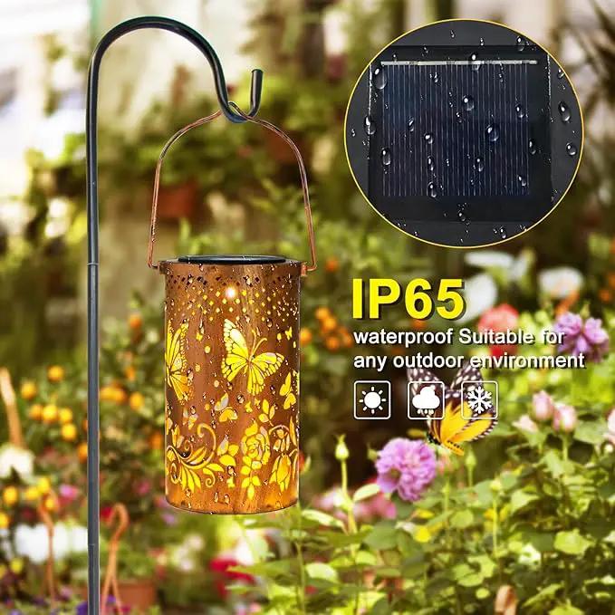 Butterfly Solar Lanterns Outdoor Hanging, Hollowed-Out Metal Waterproof LED Garden Decor Light for Patio Yard Pathway Lawn Front Porch, Christmas Thanksgiving Birthday Gifts for Women Mom Grandma by GreenHaven Gardens