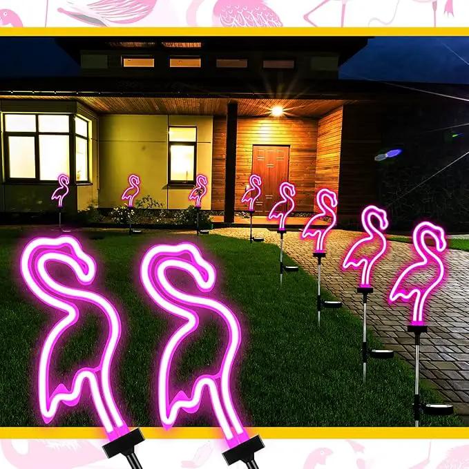 Hortsun Flamingo Solar Lights Outdoor Neon Light Yard Pink Flamingo Waterproof Decorations for Garden Patio Yard Pathway Decoration(2 Pack) by GreenHaven Gardens